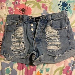 MINKPINK distressed jean shorts